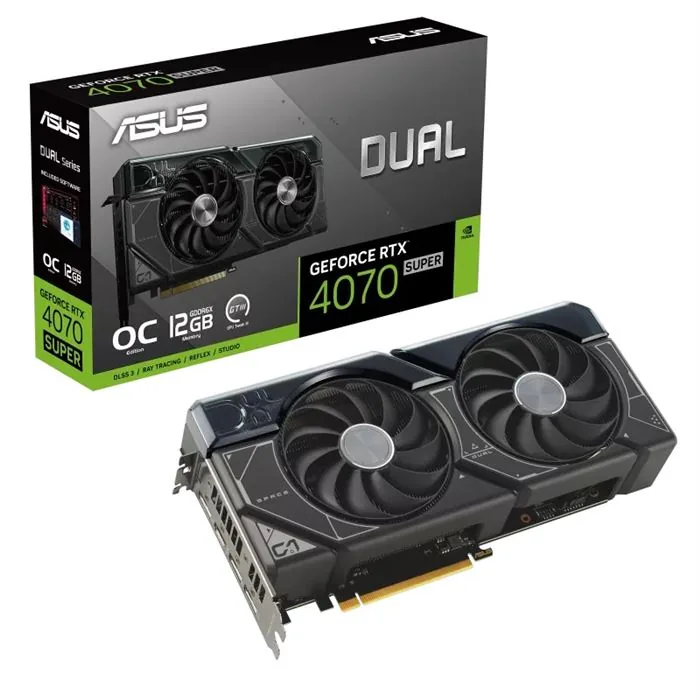 کارت گرافیک ایسوس GeForce RTX 4070 SUPER OC Edition 12GB — مشکی | عماد رایان کارت گرافیک ایسوس GeForce RTX 4070 SUPER OC Edition 12GB — مشکی
