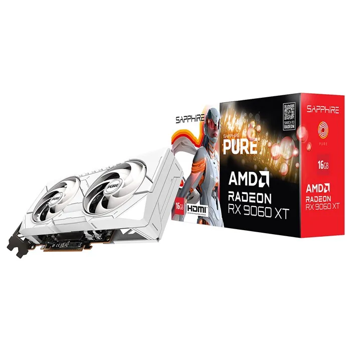 کارت گرافیک سافایر مدل PURE AMD Radeon RX 9060 XT 16GB — سفید | عماد رایان کارت گرافیک سافایر مدل PURE AMD Radeon RX 9060 XT 16GB — سفید