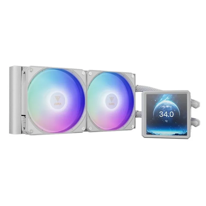 فن خنک کننده مایع پردازنده گیم دیاس مدل AURA GL240 LCD ARGB WHITE — سفید | عماد رایان فن خنک کننده مایع پردازنده گیم دیاس مدل AURA GL240 LCD ARGB WHITE — سفید
